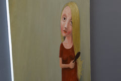 Original art for sale at UGallery.com | Hair by Krzysztof Iwin | $1,650 | oil painting | 15.7' h x 11.8' w | thumbnail 2
