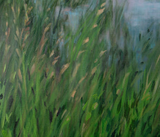 Original art for sale at UGallery.com | Lake In The Prairie by Suzanne Massion | $1,100 | oil painting | 30' h x 30' w | photo 4