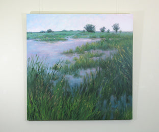 Original art for sale at UGallery.com | Lake In The Prairie by Suzanne Massion | $1,100 | oil painting | 30' h x 30' w | photo 2