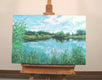 Original art for sale at UGallery.com | Lake In The Reeds by Suzanne Massion | $875 | oil painting | 20' h x 30' w | thumbnail 3