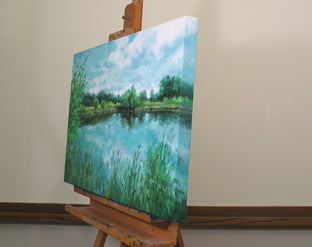 Lake In The Reeds by Suzanne Massion |  Side View of Artwork 
