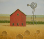 Original art for sale at UGallery.com | Windmill on the Old Farmstead by Sharon France | $1,575 | acrylic painting | 24' h x 36' w | thumbnail 2