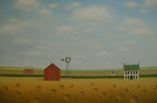 Original art for sale at UGallery.com | Windmill on the Old Farmstead by Sharon France | $1,575 | acrylic painting | 24' h x 36' w | photo 1