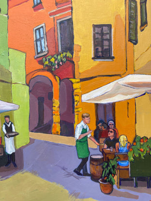 Original art for sale at UGallery.com | Alleyway Restaurants by Laura (Yi Zhen) Chen | $600 | acrylic painting | 20' h x 16' w | photo 4