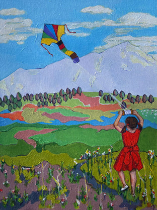 Girl Flying a Kite by Laura (Yi Zhen) Chen |  Artwork Main Image 