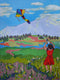 Original art for sale at UGallery.com | Girl Flying a Kite by Laura (Yi Zhen) Chen | $750 | acrylic painting | 24' h x 18' w | thumbnail 1