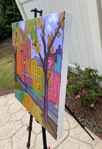 Strolling with a Puppy by Laura (Yi Zhen) Chen |  Side View of Artwork 