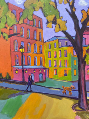 Strolling with a Puppy by Laura (Yi Zhen) Chen |   Closeup View of Artwork 