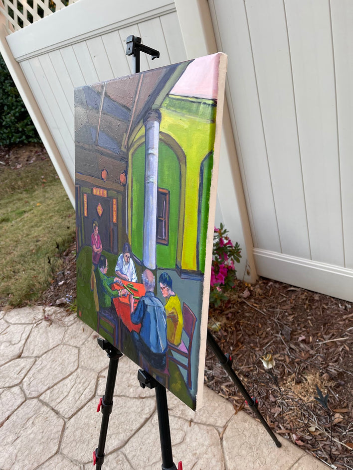 The Mahjong Players by Laura (Yi Zhen) Chen |  Side View of Artwork 