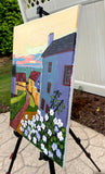 Original art for sale at UGallery.com | Seaside Village by Laura (Yi Zhen) Chen | $550 | oil painting | 20' h x 16' w | thumbnail 2