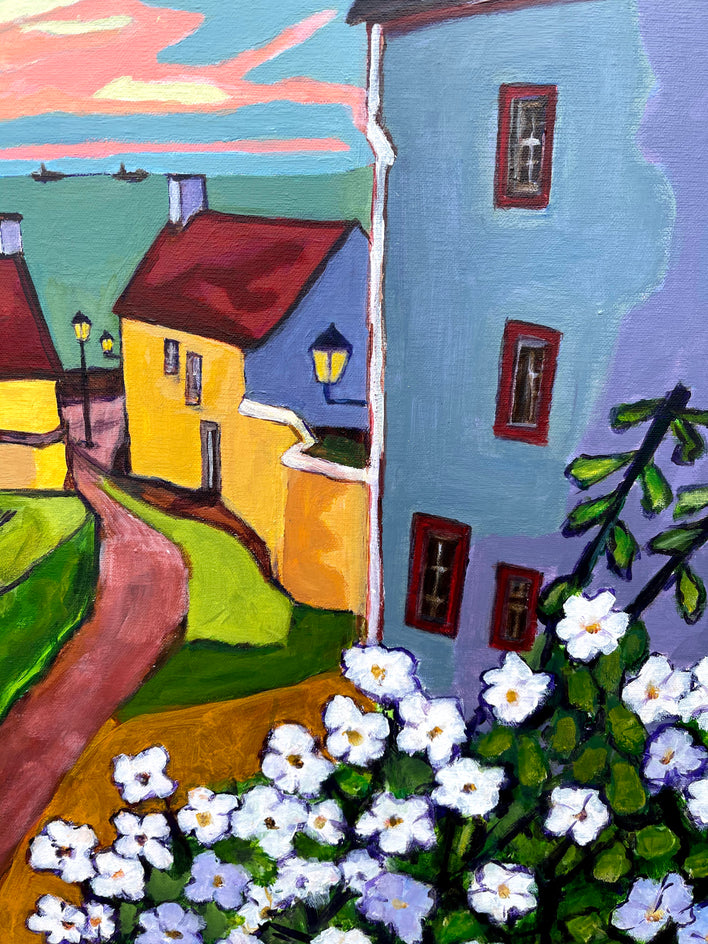 Seaside Village by Laura (Yi Zhen) Chen |  Closeup View of Artwork 