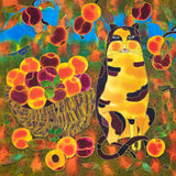 Original art for sale at UGallery.com | Calico Peaches by Yelena Sidorova | $1,200 | mixed media artwork | 24' h x 24' w | thumbnail 1