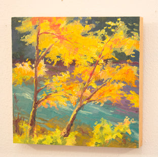 Original art for sale at UGallery.com | Leaves by the River by Karen E Lewis | $375 | oil painting | 12' h x 12' w | photo 2