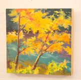 Original art for sale at UGallery.com | Leaves by the River by Karen E Lewis | $375 | oil painting | 12' h x 12' w | thumbnail 2