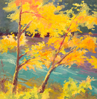Original art for sale at UGallery.com | Leaves by the River by Karen E Lewis | $375 | oil painting | 12' h x 12' w | photo 1