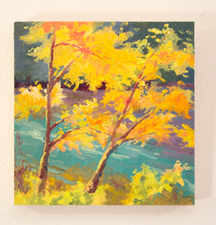 Original art for sale at UGallery.com | Leaves by the River by Karen E Lewis | $375 | oil painting | 12' h x 12' w | photo 3