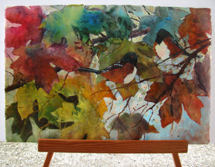 Original art for sale at UGallery.com | Leaves & Towhees by Melissa Gannon | $600 | mixed media artwork | 15' h x 22' w | photo 4