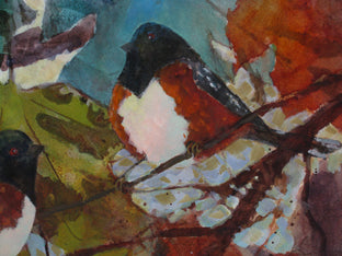 Original art for sale at UGallery.com | Leaves & Towhees by Melissa Gannon | $600 | mixed media artwork | 15' h x 22' w | photo 3