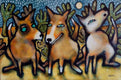 Original art for sale at UGallery.com | Three Dingo Night by Lee Smith | $1,400 | acrylic painting | 24' h x 36' w | thumbnail 1