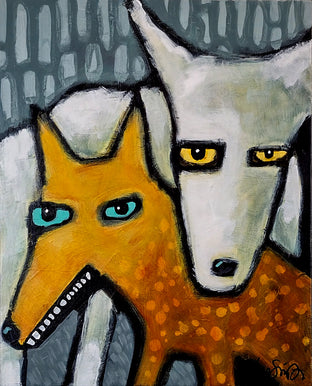 Original art for sale at UGallery.com | Two Dogs by Lee Smith | $600 | acrylic painting | 20' h x 16' w | photo 1