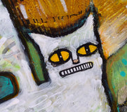 Original art for sale at UGallery.com | All Cats Go To Heaven by Lee Smith | $600 | mixed media artwork | 20' h x 16' w | thumbnail 4