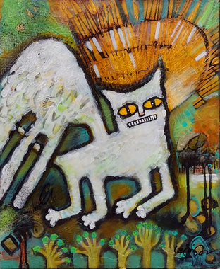 Original art for sale at UGallery.com | All Cats Go To Heaven by Lee Smith | $600 | mixed media artwork | 20' h x 16' w | photo 1