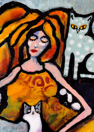 Original art for sale at UGallery.com | Cat Lady by Lee Smith | $500 | mixed media artwork | 16' h x 16' w | photo 4