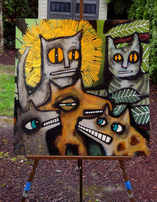 Original art for sale at UGallery.com | Culprits by Lee Smith | $950 | mixed media artwork | 24' h x 24' w | photo 3