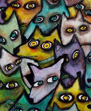 Original art for sale at UGallery.com | Dog Pack by Lee Smith | $600 | mixed media artwork | 20' h x 16' w | photo 1