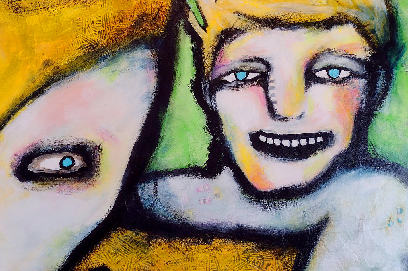 Dog With Boy by Lee Smith |  Closeup View of Artwork 