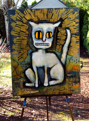 Original art for sale at UGallery.com | Glory Kat by Lee Smith | $1,175 | mixed media artwork | 30' h x 24' w | photo 3