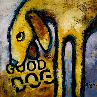 Original art for sale at UGallery.com | Good Dog Bad Dog by Lee Smith | $500 | mixed media artwork | 16' h x 16' w | photo 1