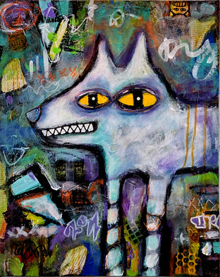 Original art for sale at UGallery.com | Neighborhood Tough by Lee Smith | $600 | mixed media artwork | 20' h x 16' w | photo 1