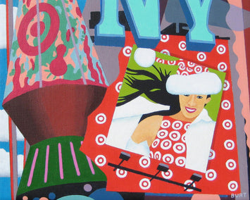 acrylic painting by Leroy Burt titled Christmas on 42nd Street
