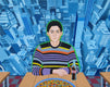 Original art for sale at UGallery.com | Jamie at Pasquale's Pizzeria by Leroy Burt | $375 | acrylic painting | 8' h x 10' w | thumbnail 1