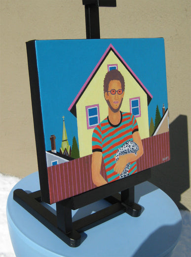 Man With Lizard by Leroy Burt |  Side View of Artwork 