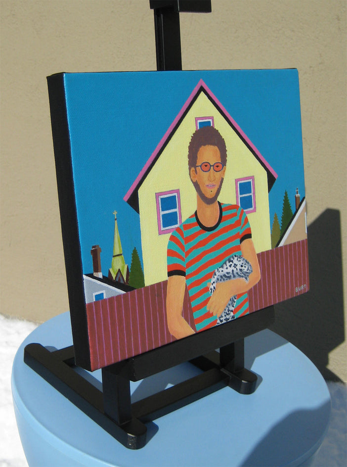 Man With Lizard by Leroy Burt |  Side View of Artwork 