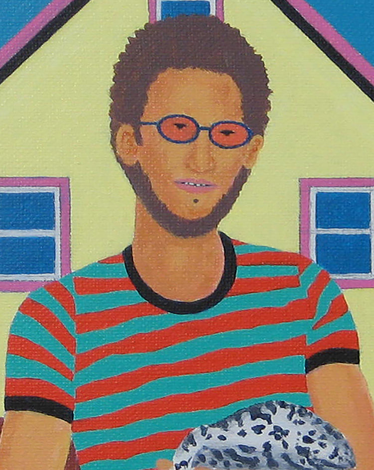 Man With Lizard by Leroy Burt |  Closeup View of Artwork 