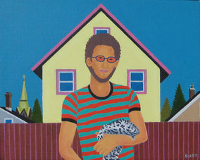 Original art for sale at UGallery.com | Man With Lizard by Leroy Burt | $375 | acrylic painting | 8' h x 10' w