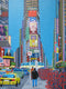 Original art for sale at UGallery.com | Red Sculptures in Times Square by Leroy Burt | $575 | acrylic painting | 16' h x 12' w | thumbnail 1