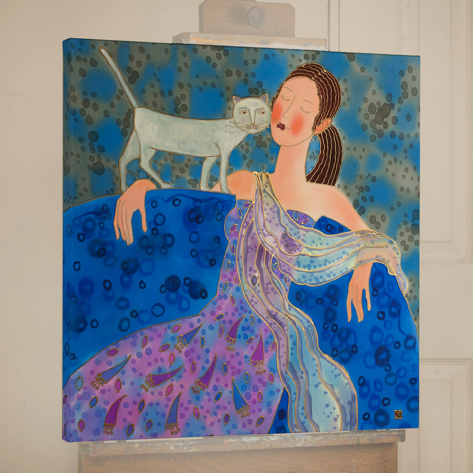 How To Be Happy Girl by Yelena Sidorova |  Side View of Artwork 