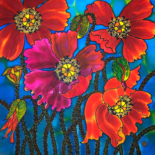 Original art for sale at UGallery.com | Amazing Poppies by Yelena Sidorova | $1,100 | mixed media artwork | 24' h x 24' w | photo 1