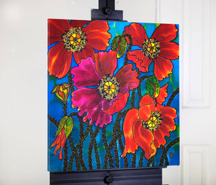 Original art for sale at UGallery.com | Amazing Poppies by Yelena Sidorova | $1,100 | mixed media artwork | 24' h x 24' w | photo 3