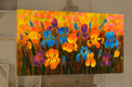 Original art for sale at UGallery.com | Garden of Irises by Yelena Sidorova | $1,325 | mixed media artwork | 20' h x 40' w | thumbnail 3
