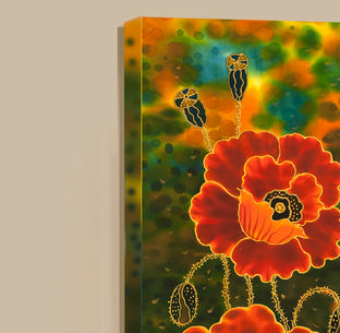 Russet Poppies by Yelena Sidorova |  Side View of Artwork 