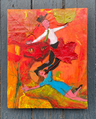 Original art for sale at UGallery.com | The Fall by Libby Ramage | $475 | mixed media artwork | 10' h x 8' w | photo 2