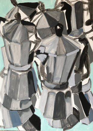 Original art for sale at UGallery.com | Lighter Blue Coffee by Rachel Srinivasan | $400 | acrylic painting | 24' h x 18' w | photo 1