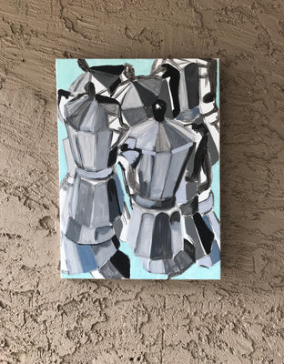 Original art for sale at UGallery.com | Lighter Blue Coffee by Rachel Srinivasan | $400 | acrylic painting | 24' h x 18' w | photo 3