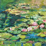Original art for sale at UGallery.com | Lily Pond by Catherine McCargar | $475 | acrylic painting | 12' h x 12' w | thumbnail 1