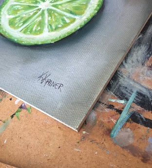 Original art for sale at UGallery.com | Lime Slice by Kristine Kainer | $300 | oil painting | 6' h x 6' w | photo 2